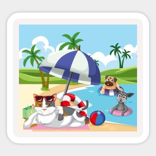 Party Pet Beach Swiming Sticker